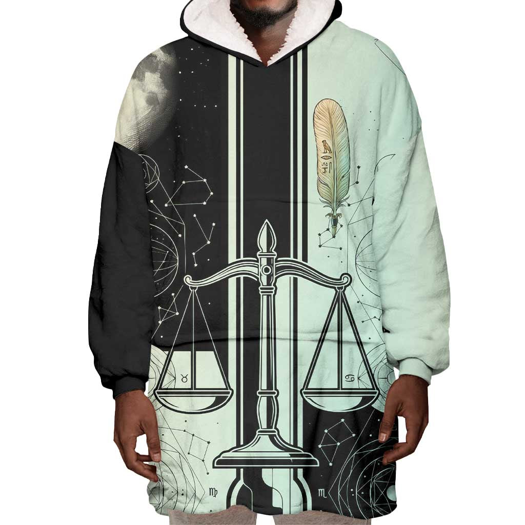 Ma’at Feather Egyptian Wearable Blanket Hoodie with Scales Symbolizing Truth and Cosmic Balance
