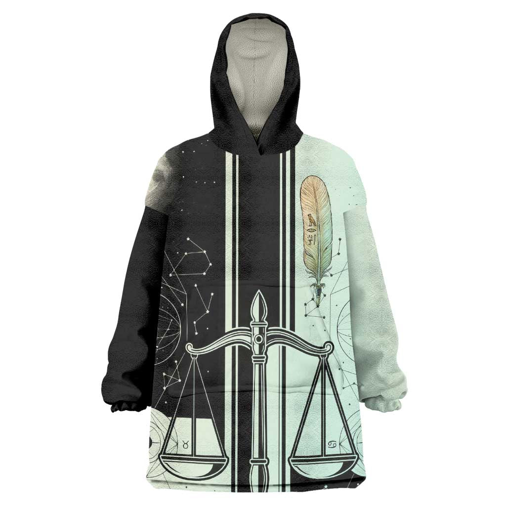 Ma’at Feather Egyptian Wearable Blanket Hoodie with Scales Symbolizing Truth and Cosmic Balance