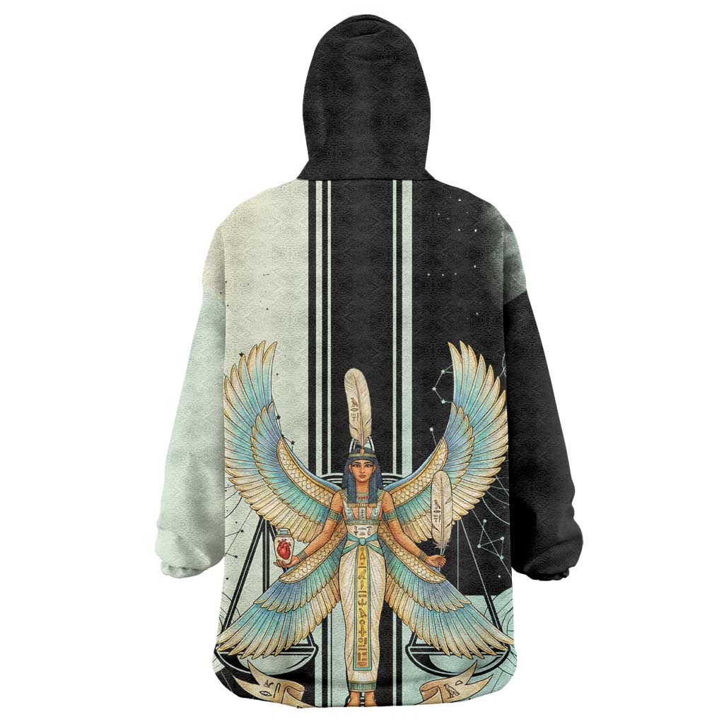 Ma’at Feather Egyptian Wearable Blanket Hoodie with Scales Symbolizing Truth and Cosmic Balance