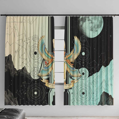 Ma’at Feather Egyptian Window Curtain with Scales Symbolizing Truth and Cosmic Balance