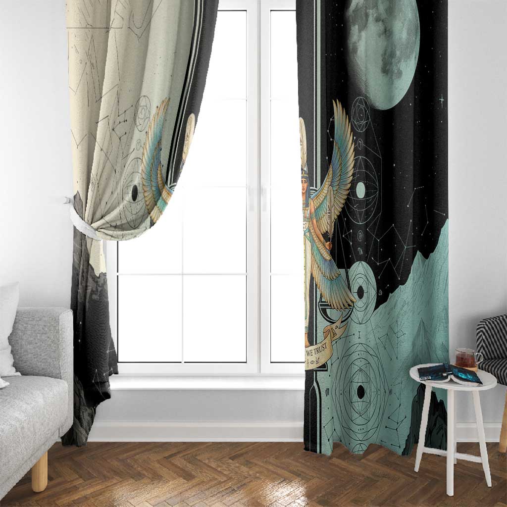Ma’at Feather Egyptian Window Curtain with Scales Symbolizing Truth and Cosmic Balance