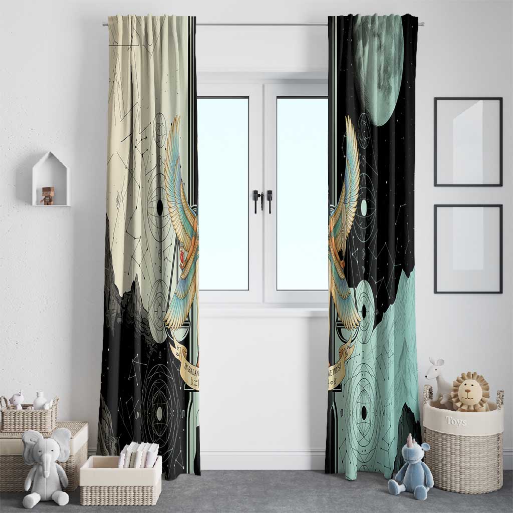 Ma’at Feather Egyptian Window Curtain with Scales Symbolizing Truth and Cosmic Balance