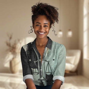 Ma’at Feather Egyptian Women Casual Shirt with Scales Symbolizing Truth and Cosmic Balance