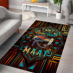 Ma’at Eye of Horus Area Rug Egyptian Feather Celebrating Truth