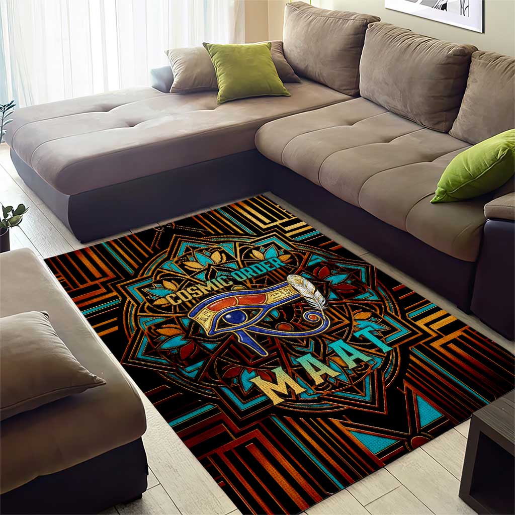Ma’at Eye of Horus Area Rug Egyptian Feather Celebrating Truth