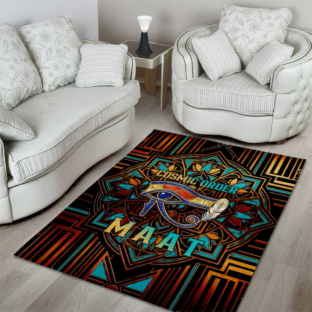 Ma’at Eye of Horus Area Rug Egyptian Feather Celebrating Truth