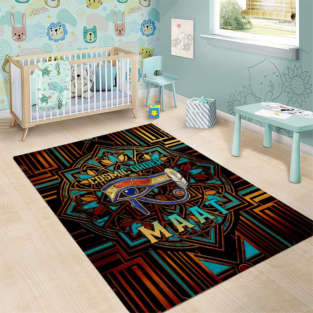 Ma’at Eye of Horus Area Rug Egyptian Feather Celebrating Truth