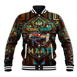 Ma’at Eye of Horus Baseball Jacket Egyptian Feather Celebrating Truth