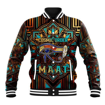 Ma’at Eye of Horus Baseball Jacket Egyptian Feather Celebrating Truth