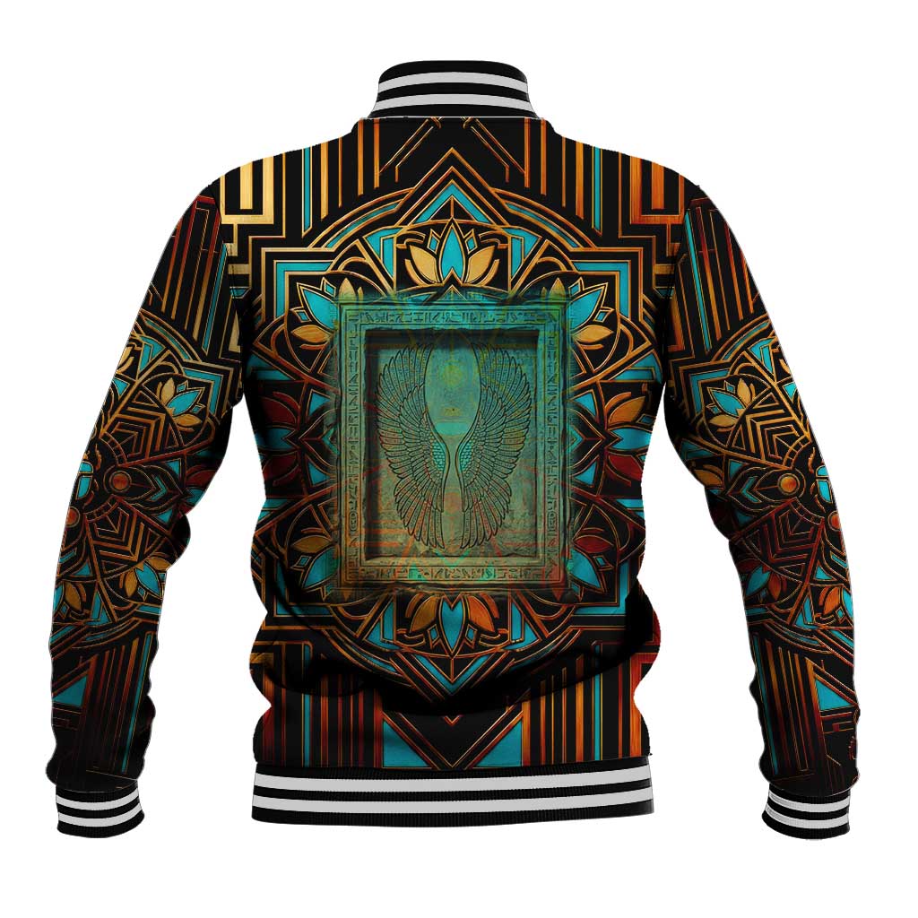 Ma’at Eye of Horus Baseball Jacket Egyptian Feather Celebrating Truth