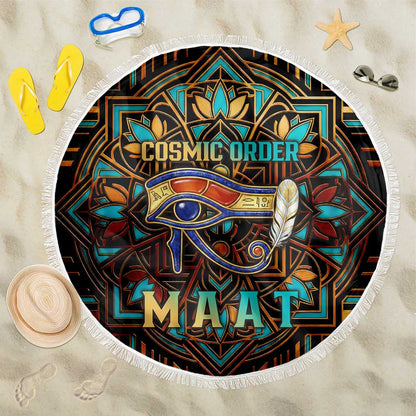 Ma’at Eye of Horus Beach Blanket Egyptian Feather Celebrating Truth