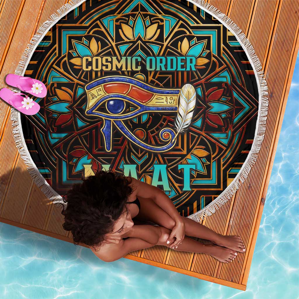 Ma’at Eye of Horus Beach Blanket Egyptian Feather Celebrating Truth