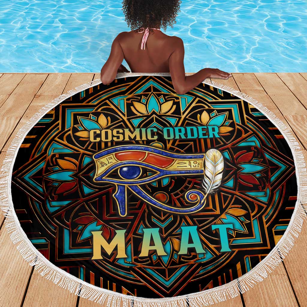 Ma’at Eye of Horus Beach Blanket Egyptian Feather Celebrating Truth