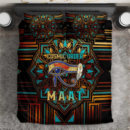 Ma’at Eye of Horus Bedding Set Egyptian Feather Celebrating Truth
