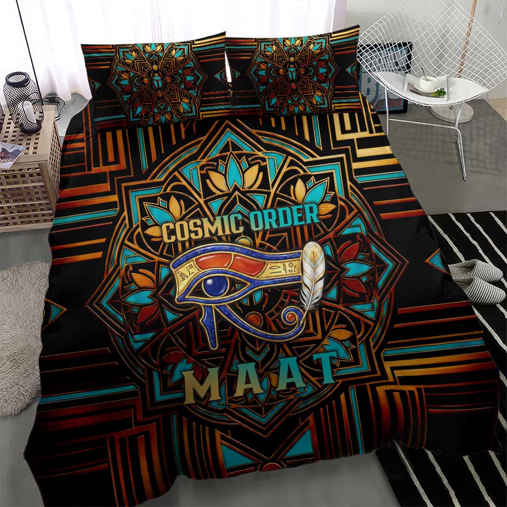 Ma’at Eye of Horus Bedding Set Egyptian Feather Celebrating Truth