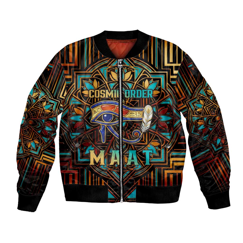 Ma’at Eye of Horus Bomber Jacket Egyptian Feather Celebrating Truth