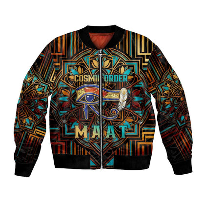 Ma’at Eye of Horus Bomber Jacket Egyptian Feather Celebrating Truth