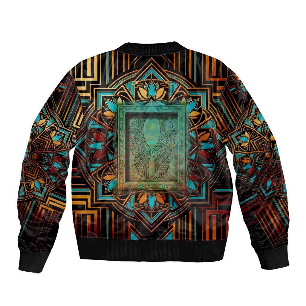 Ma’at Eye of Horus Bomber Jacket Egyptian Feather Celebrating Truth