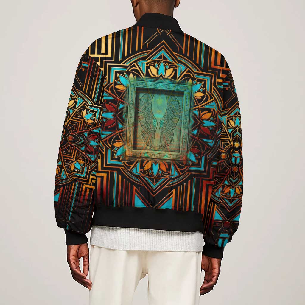 Ma’at Eye of Horus Bomber Jacket Egyptian Feather Celebrating Truth