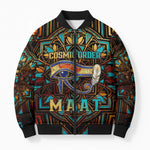 Ma’at Eye of Horus Bomber Puffer Jacket Egyptian Feather Celebrating Truth