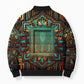 Ma’at Eye of Horus Bomber Puffer Jacket Egyptian Feather Celebrating Truth