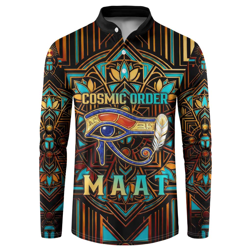 Ma’at Eye of Horus Button Sweatshirt Egyptian Feather Celebrating Truth