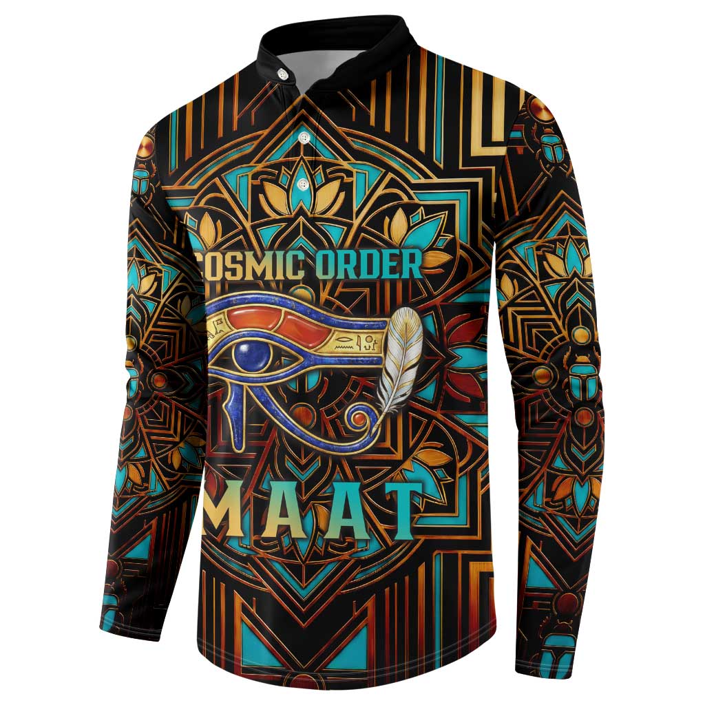 Ma’at Eye of Horus Button Sweatshirt Egyptian Feather Celebrating Truth