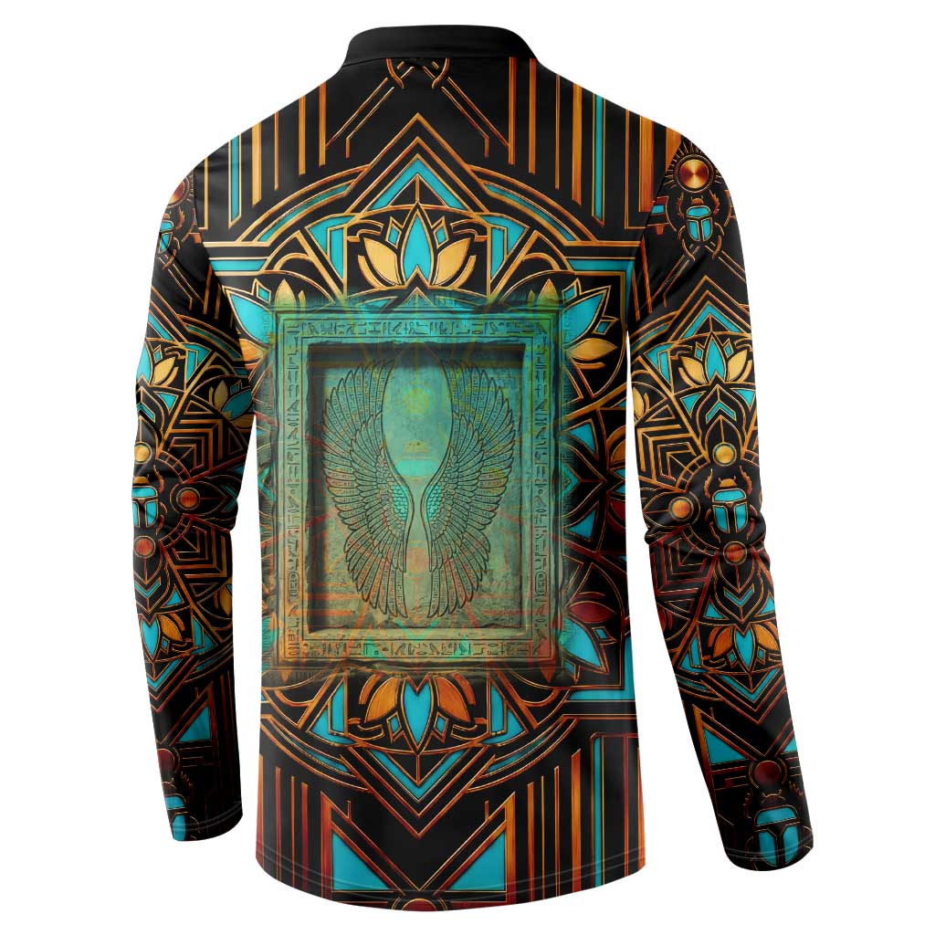 Ma’at Eye of Horus Button Sweatshirt Egyptian Feather Celebrating Truth