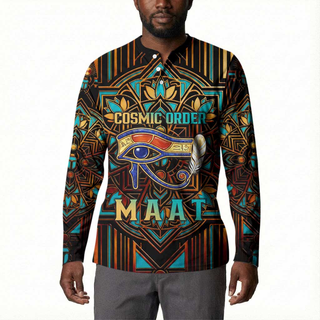 Ma’at Eye of Horus Button Sweatshirt Egyptian Feather Celebrating Truth
