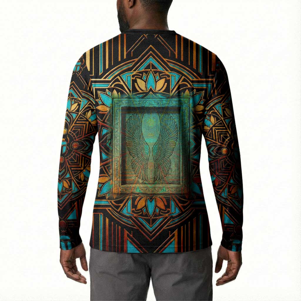 Ma’at Eye of Horus Button Sweatshirt Egyptian Feather Celebrating Truth