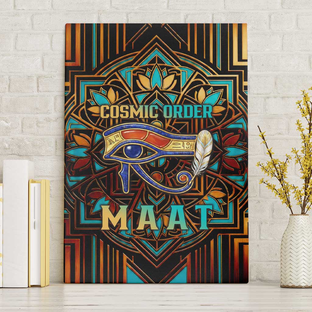Ma’at Eye of Horus Canvas Wall Art Egyptian Feather Celebrating Truth