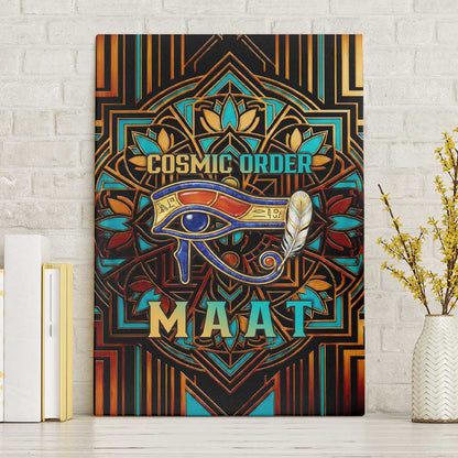 Ma’at Eye of Horus Canvas Wall Art Egyptian Feather Celebrating Truth