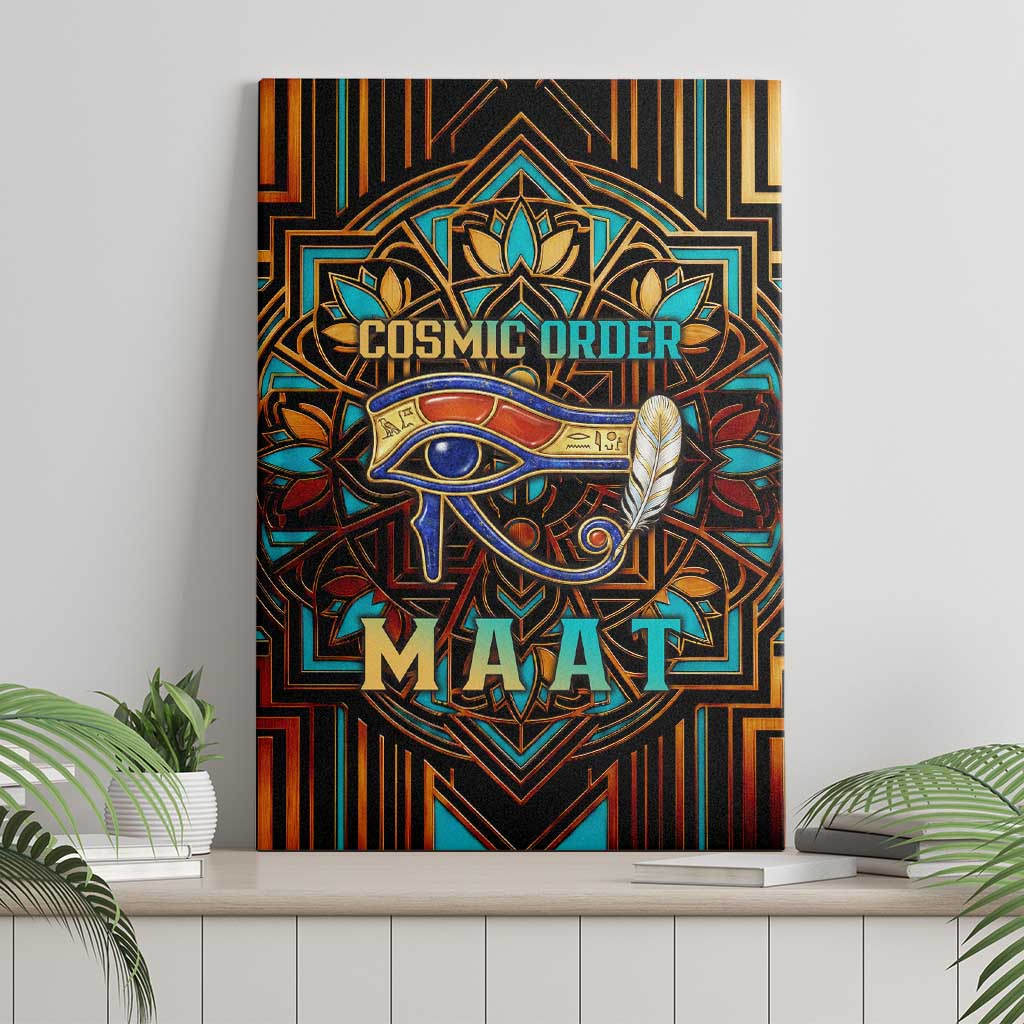 Ma’at Eye of Horus Canvas Wall Art Egyptian Feather Celebrating Truth