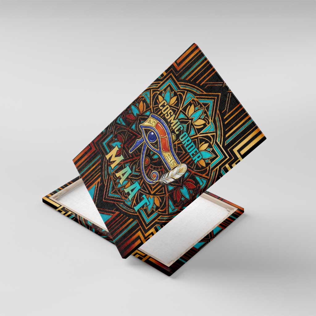 Ma’at Eye of Horus Canvas Wall Art Egyptian Feather Celebrating Truth