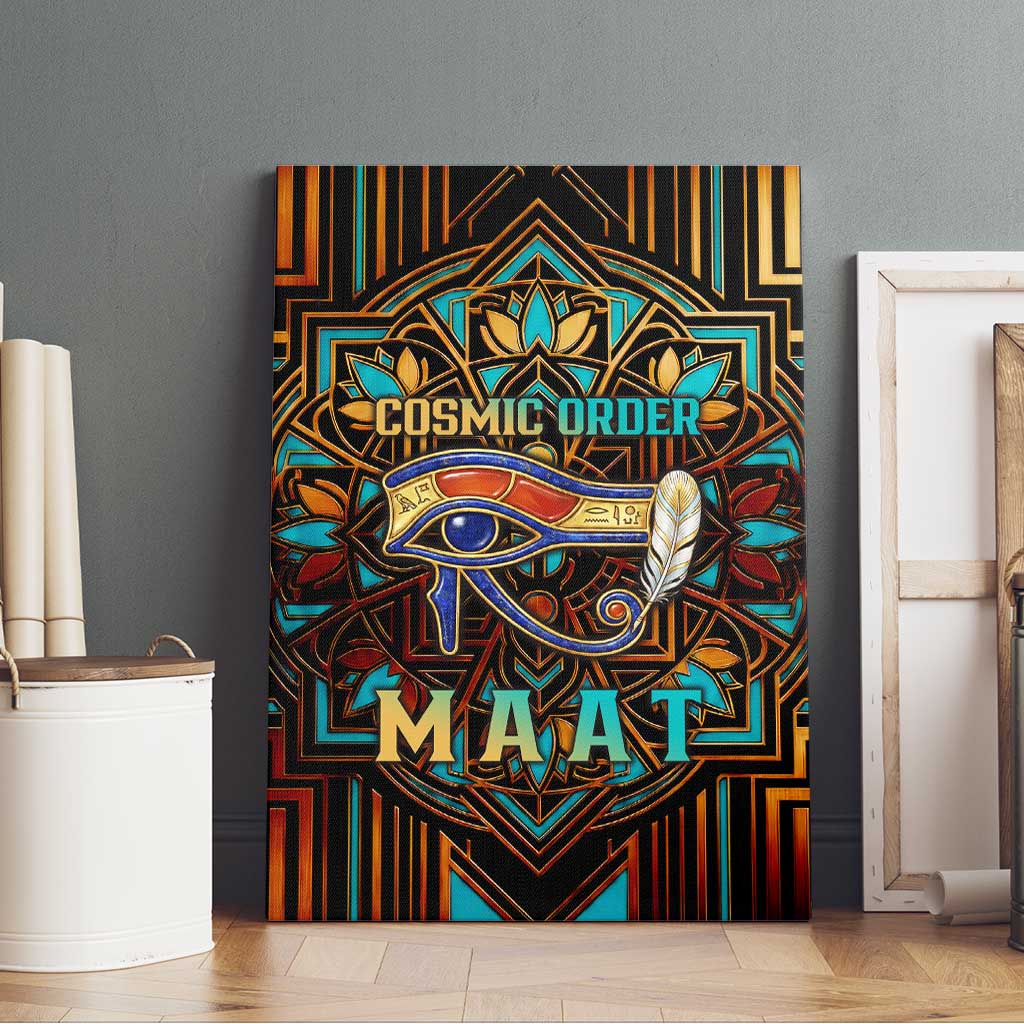 Ma’at Eye of Horus Canvas Wall Art Egyptian Feather Celebrating Truth