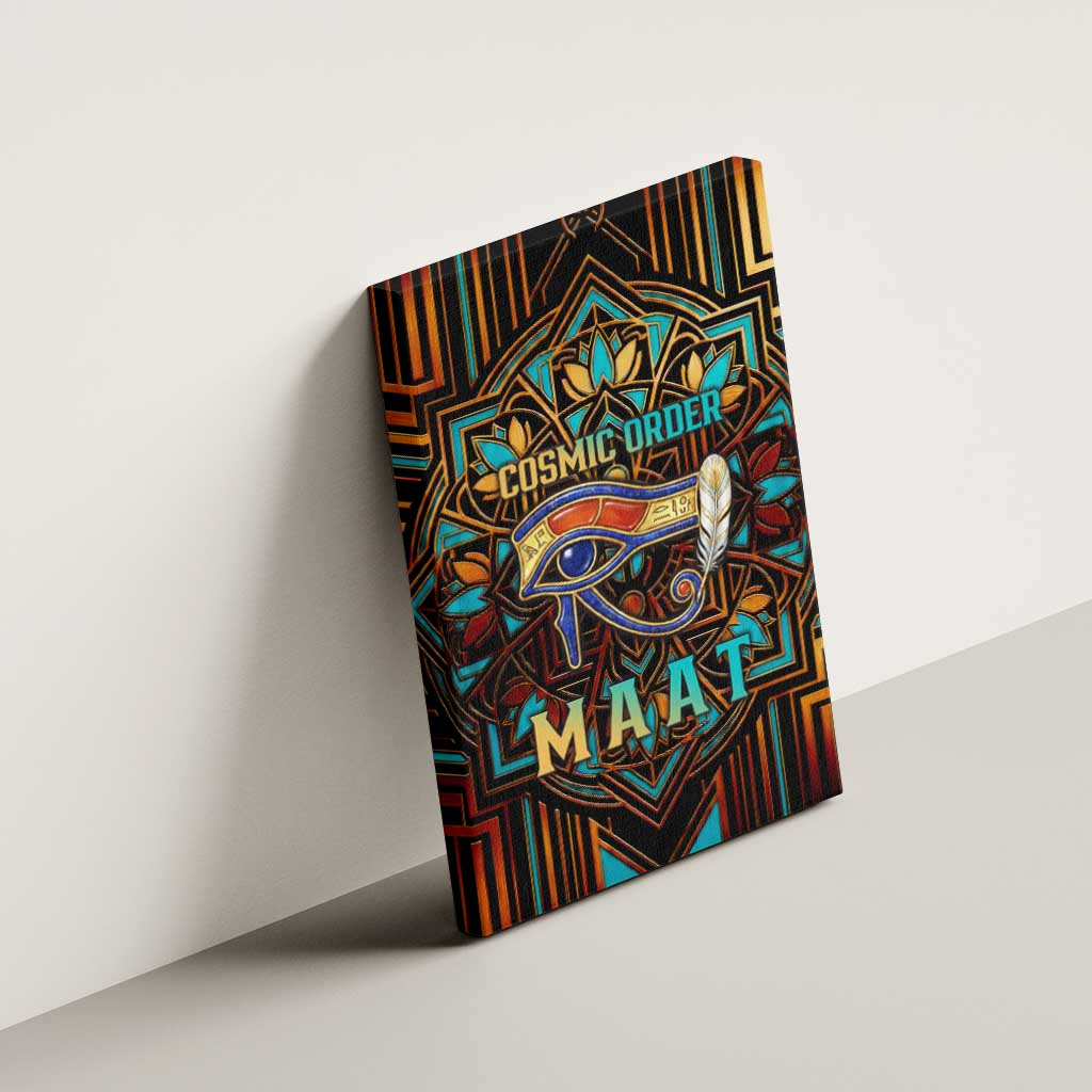 Ma’at Eye of Horus Canvas Wall Art Egyptian Feather Celebrating Truth