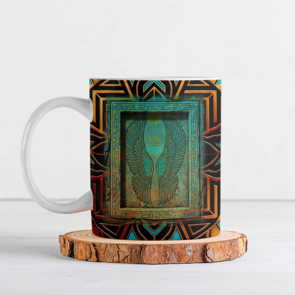 Ma’at Eye of Horus Ceramic Mug Egyptian Feather Celebrating Truth