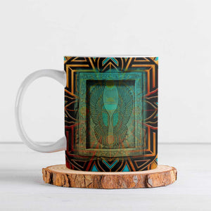 Ma’at Eye of Horus Ceramic Mug Egyptian Feather Celebrating Truth
