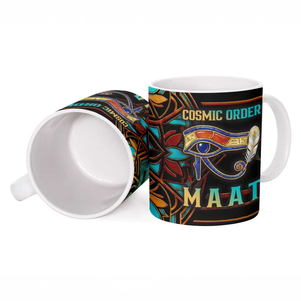 Ma’at Eye of Horus Ceramic Mug Egyptian Feather Celebrating Truth