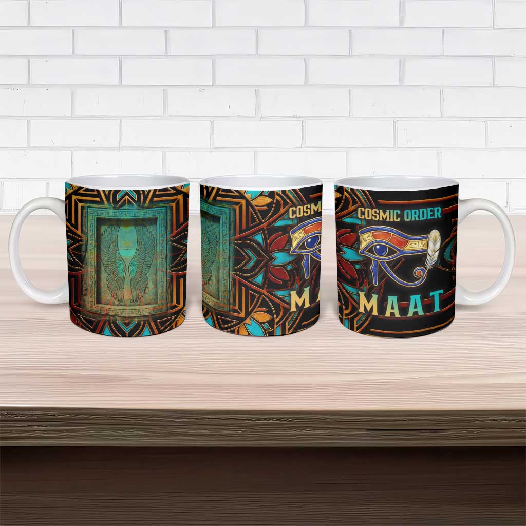 Ma’at Eye of Horus Ceramic Mug Egyptian Feather Celebrating Truth