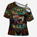 Ma’at Eye of Horus Cross Shoulder Shirt Egyptian Feather Celebrating Truth