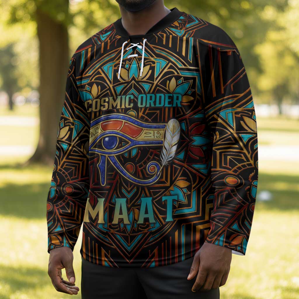 Ma’at Eye of Horus Hockey Jersey Egyptian Feather Celebrating Truth