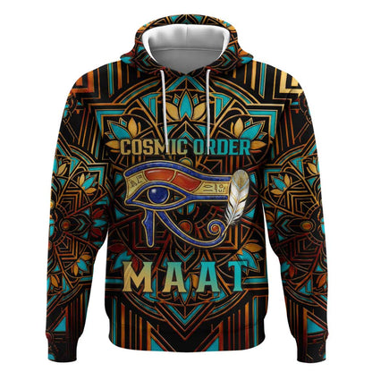 Ma’at Eye of Horus Hoodie Egyptian Feather Celebrating Truth