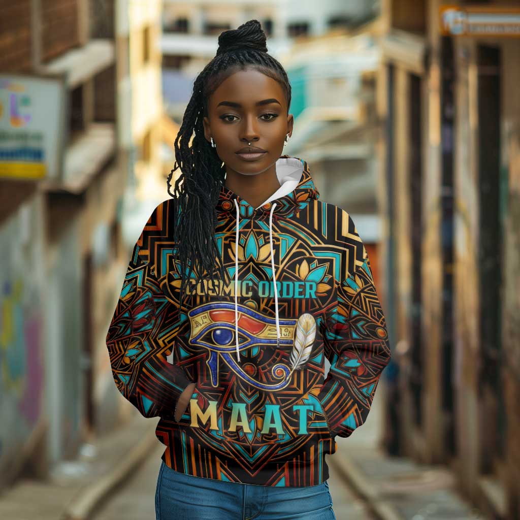 Ma’at Eye of Horus Hoodie Egyptian Feather Celebrating Truth