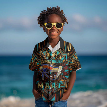 Ma’at Eye of Horus Kid Hawaiian Shirt Egyptian Feather Celebrating Truth