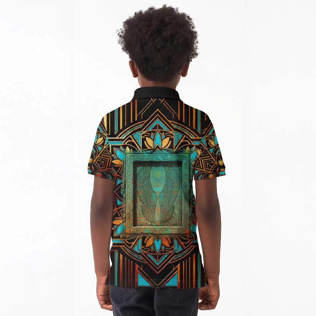 Ma’at Eye of Horus Kid Polo Shirt Egyptian Feather Celebrating Truth