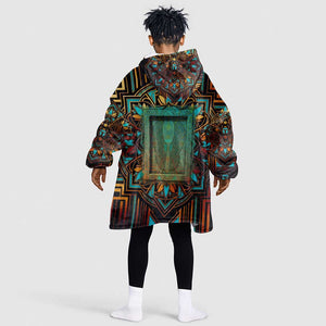 Ma’at Eye of Horus Kid Wearable Blanket Hoodie Egyptian Feather Celebrating Truth