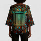 Ma’at Eye of Horus Kimono Sleeve Blouse Egyptian Feather Celebrating Truth