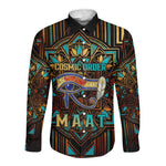 Ma’at Eye of Horus Long Sleeve Button Shirt Egyptian Feather Celebrating Truth