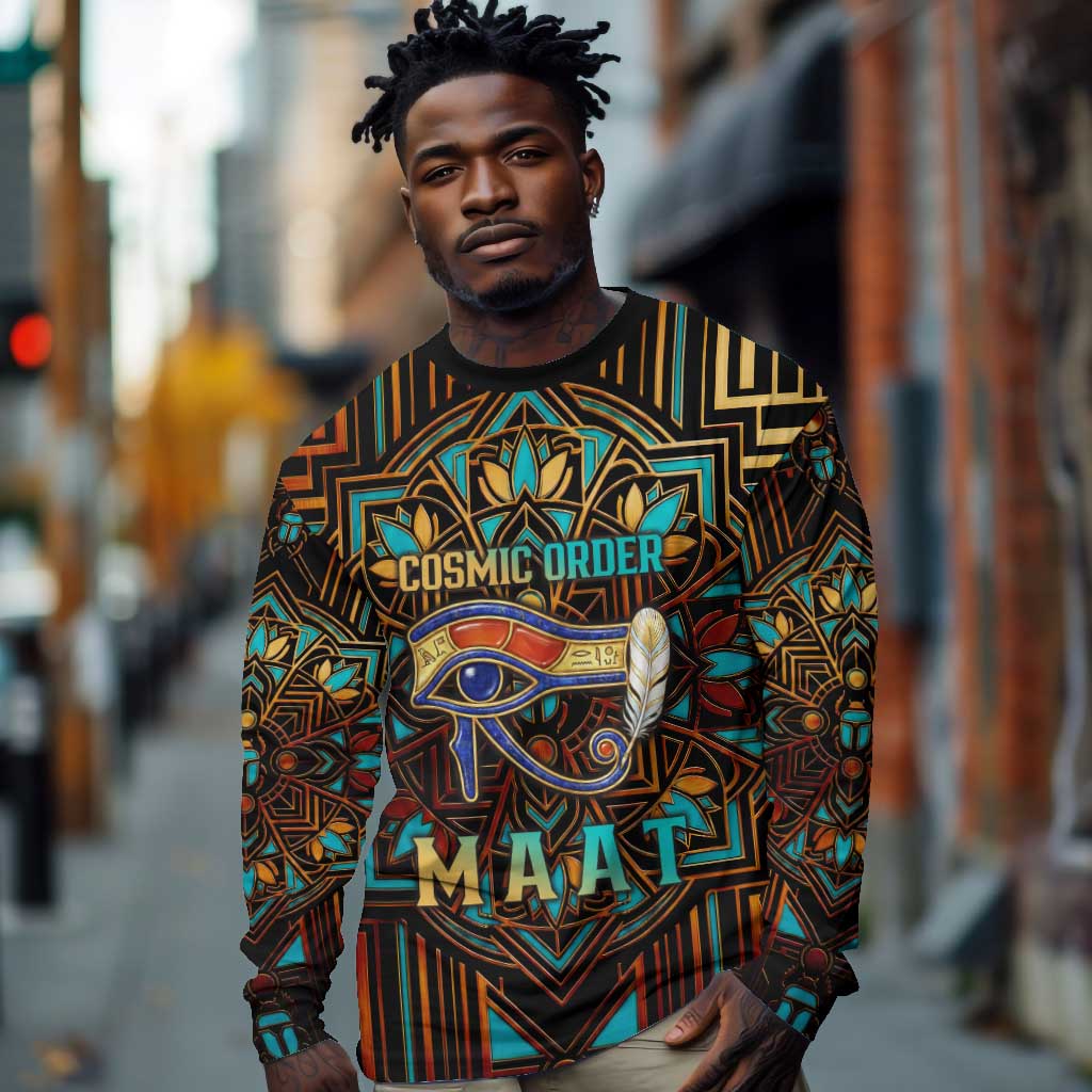 Ma’at Eye of Horus Long Sleeve Shirt Egyptian Feather Celebrating Truth